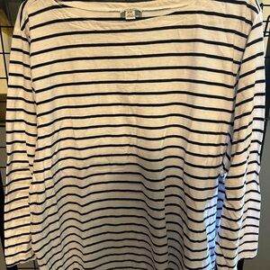 J. Crew White and Black Striped Top